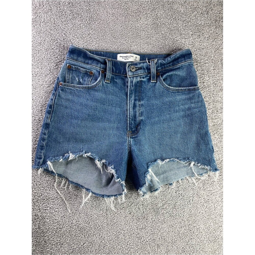 Abercrombie & Fitch Curve Love 4” Mom Shorts Women’s 26 Cut Off High Rise Denim
